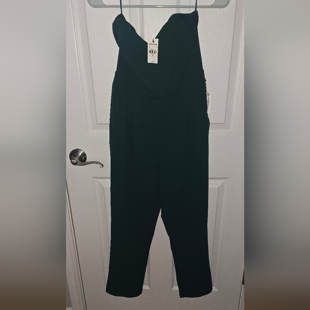 Green Size 8 Strapless Jumpsuit